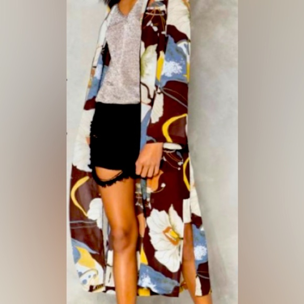 Floral Print Chiffon Cover Up Size small